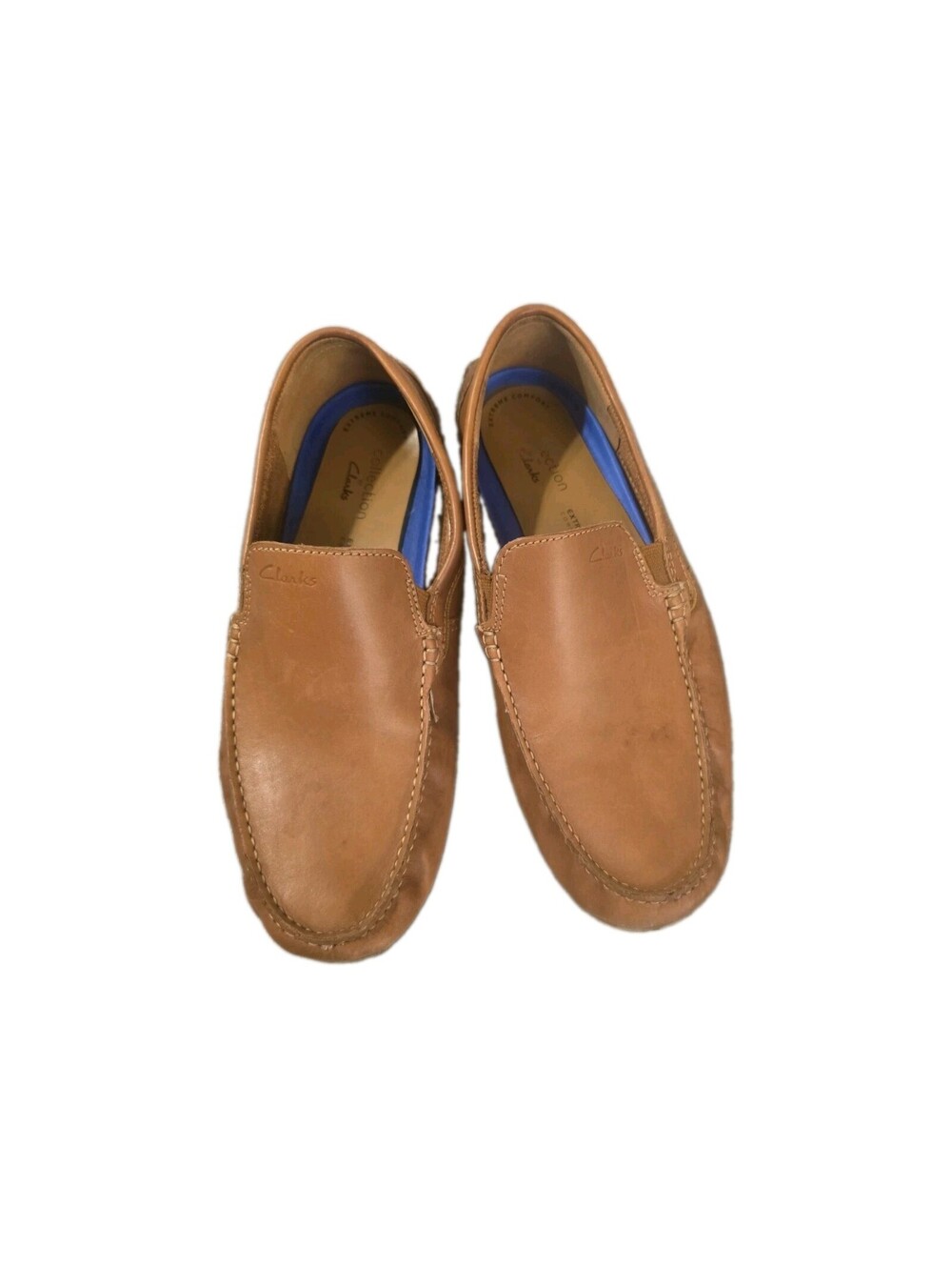 clarks markman plain expreme comfort mens 8.5 brown leather casual loafer shoe